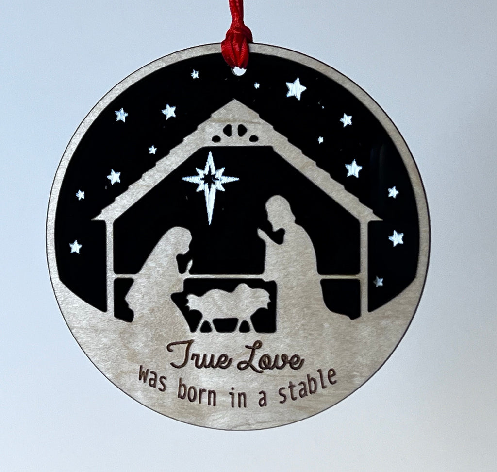 Nativity ornaments - True Love was born in a manger image