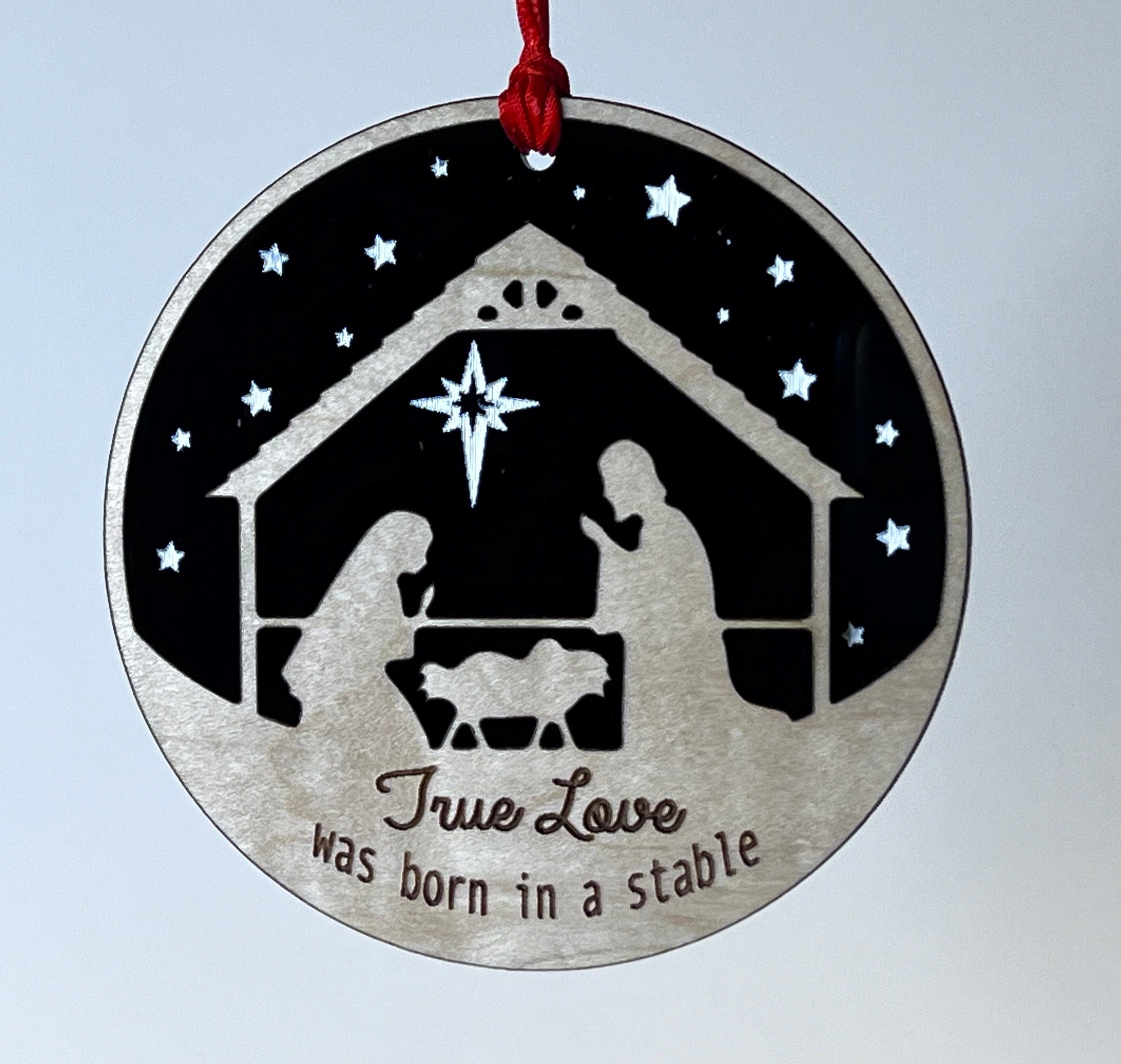 Nativity ornaments - True Love was born in a manger image